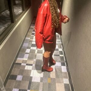 Leather platform boots